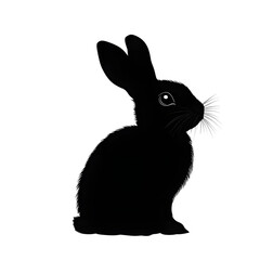 Fototapeta premium Rabbit black silhouette isolated on a transparent background