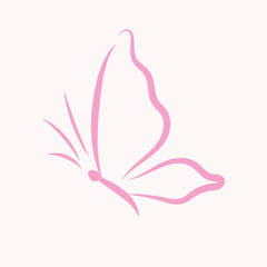 A pink butterfly with soft, wavy lines reflects elegance and grace. Its gentle color resembles cherry blossoms in bloom, symbolizing the beauty and calmness of nature
