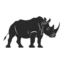 Fototapeta premium Rhinoceros black silhouette isolated on a transparent background