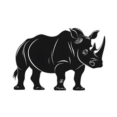 Obraz premium Rhinoceros black silhouette isolated on a transparent background