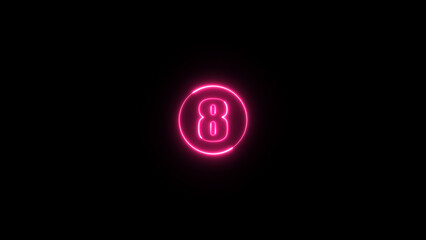 Neon number icon on the black background. Glowing mathematics number. neon number icon.