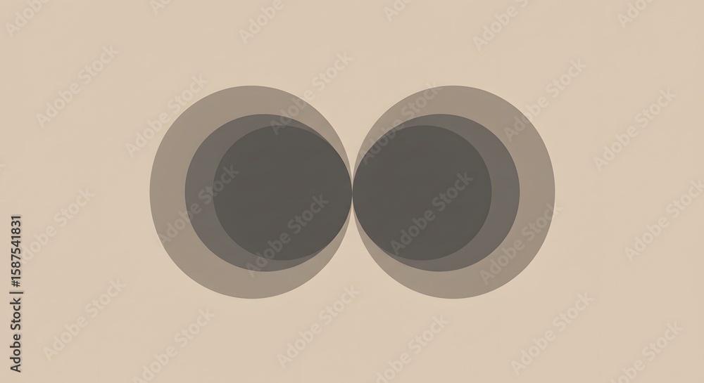 Poster abstract geometric composition featuring two overlapping circles, creating a layered effect with sha