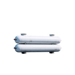 A pair of industrial storage tanks, designed for gas or liquid storage