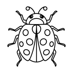 A black and white ladybug illustration line art of a coloring page 