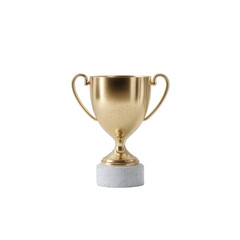 A shiny golden trophy on a marble base, symbolizing victory and achievement, perfect for celebrating success in competitions and events.