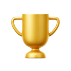 A shiny golden trophy with two handles, representing achievement and success, isolated against a white background for a clean and professional look.