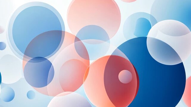 Abstract graphic design with overlapping circles in varying shades of blue, pink, and red