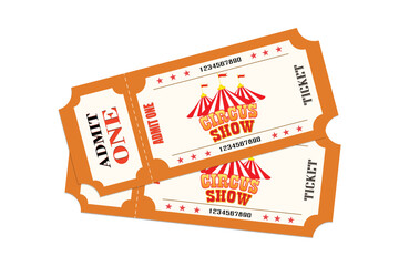 Circus ticket template, carnival on white background