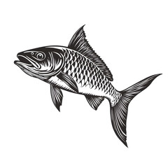 Fototapeta premium Tarpon black silhouette isolated on a transparent background