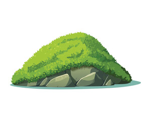 Small Green Mossy Stone Element