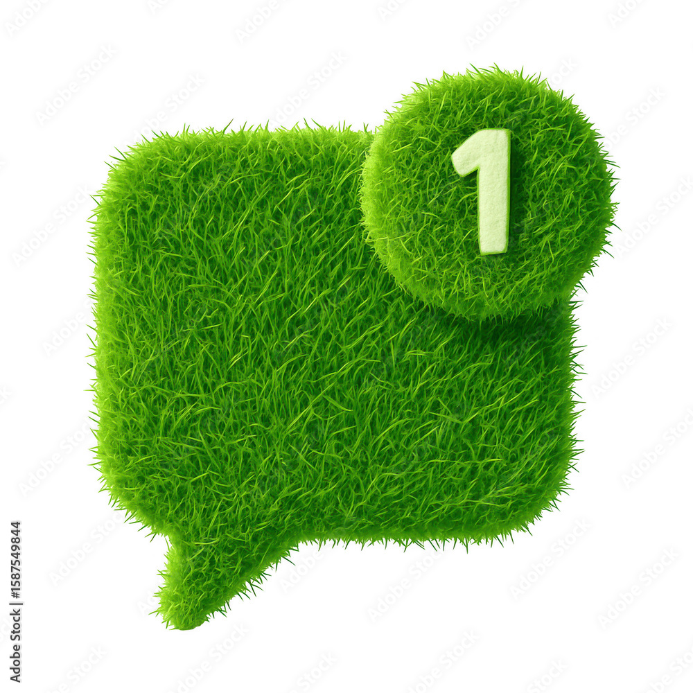 Aufkleber green grassy object with a number 1 on it. isolated-3d-on-transparent-background