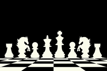 Strategy game above the board. Business chess.