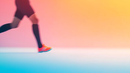 Blurred motion of a runner s legs against a vibrant gradient background