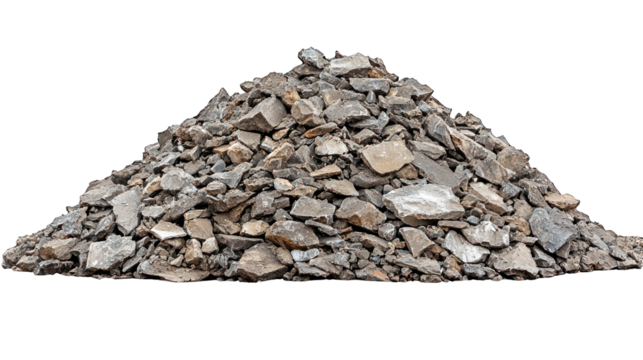 Rock pile, irregular fragments, varied shades
