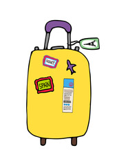Yellow Suitcase with Travel Stickers