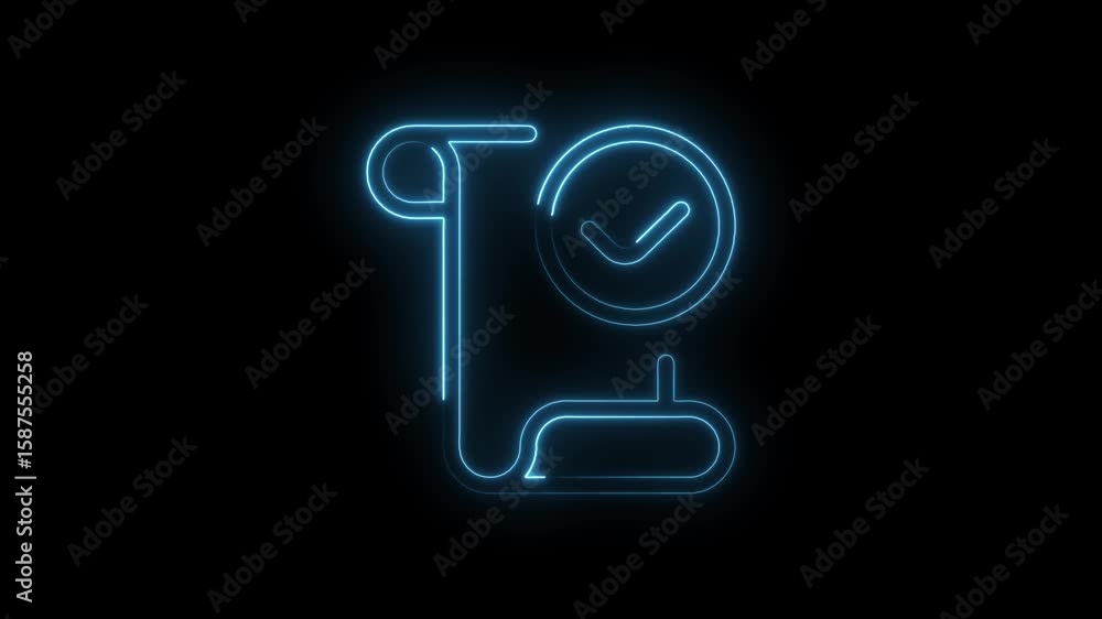 Aufkleber neon approved document animation on black background for business solutions and workflow integration