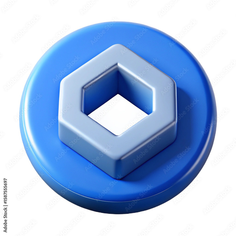 Fototapete a 3d rendered blue circle with a light blue hexagonal shape inside creating a modern abstract symbol