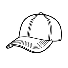 A black and white cap illustration line art of a coloring page 