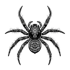 Obraz premium Wolf Spider black silhouette isolated on a transparent background