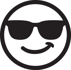 Cool Smiley Face Icon with Black Sunglasses, Simple and Modern Design for Print, Web or Other Visual Applications