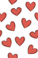 Red hearts pattern seamless