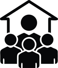 Group of people representing community at home icon