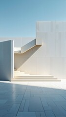 Obraz premium Modern Architectural Interior with Minimalist Staircase and Natural Light