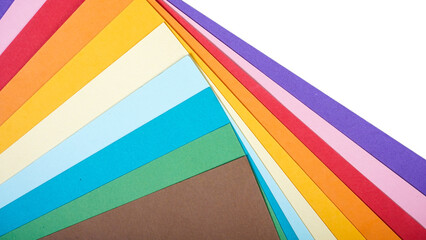 Pile of colorful origami paper isolated on transparent background