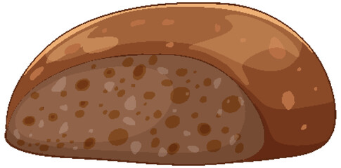 Whole Wheat Bread Loaf Vector Illustration