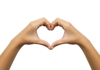 Hands making heart shape love gesture isolated on transparent background