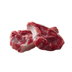 Fototapeta premium Fresh raw meat cut, culinary ingredient perfect for grilling and cooking, showcasing rich colors and textures, isolated on a clean white background.