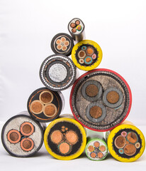 Cross section of high-voltage cable, polymer insulation 