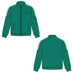 Green tracksuit front and back vector illustration. Green tracksuit  template	