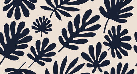 Exotic Foliage Design: An eye-catching design of stylized leaves on a seamless pattern, showcasing natural motifs in a modern artistic aesthetic.