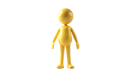 Simple Yellow 3D Man Standing Still Isolated on Transparent Background for Design Flexibility and Creative Integration on transparent background