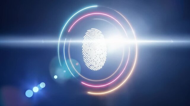 Fingerprint Security Hologram Animation in Futuristic Technology Design
