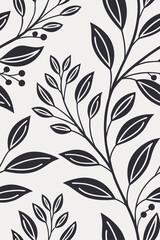 Fototapeta premium Dark botanical branches with leaves and berries vector