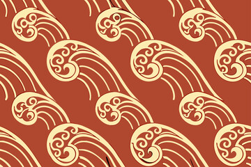 Red and cream traditional wave pattern seamless