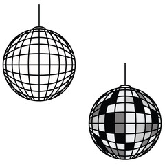 Editable black and white disco ball vector on white background