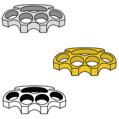 Brass knuckle vector front view on white background