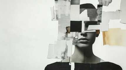 Collage portrait grayscale woman art