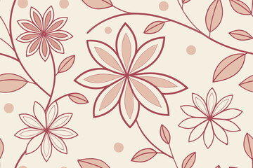 Abstract floral pattern with pink and beige tones flowers