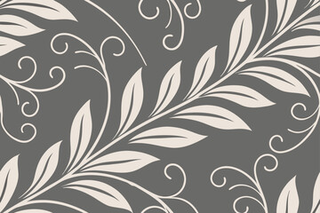 Elegant floral swirls and leaves pattern seamless
