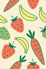 Fun Fruit and Vegetable Pattern vegetables seamless