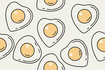 Heart shaped fried eggs pattern breakfast food