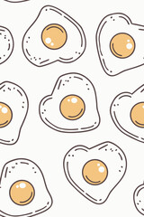 Heart Shaped Fried Eggs Pattern breakfast food