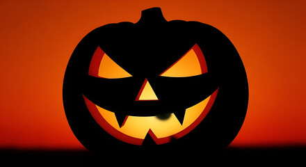 Illustration of scary carved halloween pumpkin glowing in the dark modern photo collage style vector illustration