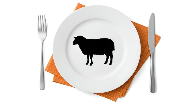 black sheep on plate, dining setting clip art preview