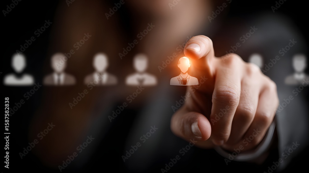 Poster a hand reaches towards a brightly lit digital icon representing the innovative and transformative po