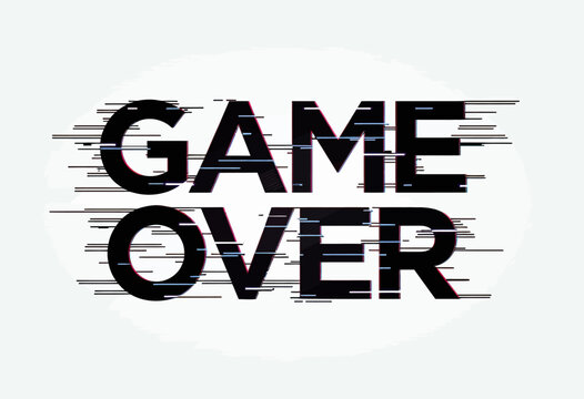 Experience Glitch Art Gaming: Dynamic "GAME OVER" Text with Modern Glitch Effect, Distorted Lines, and Pixelated Noise, Ideal for Edgy Gaming Designs, Stream Graphics, or Digital Art.
